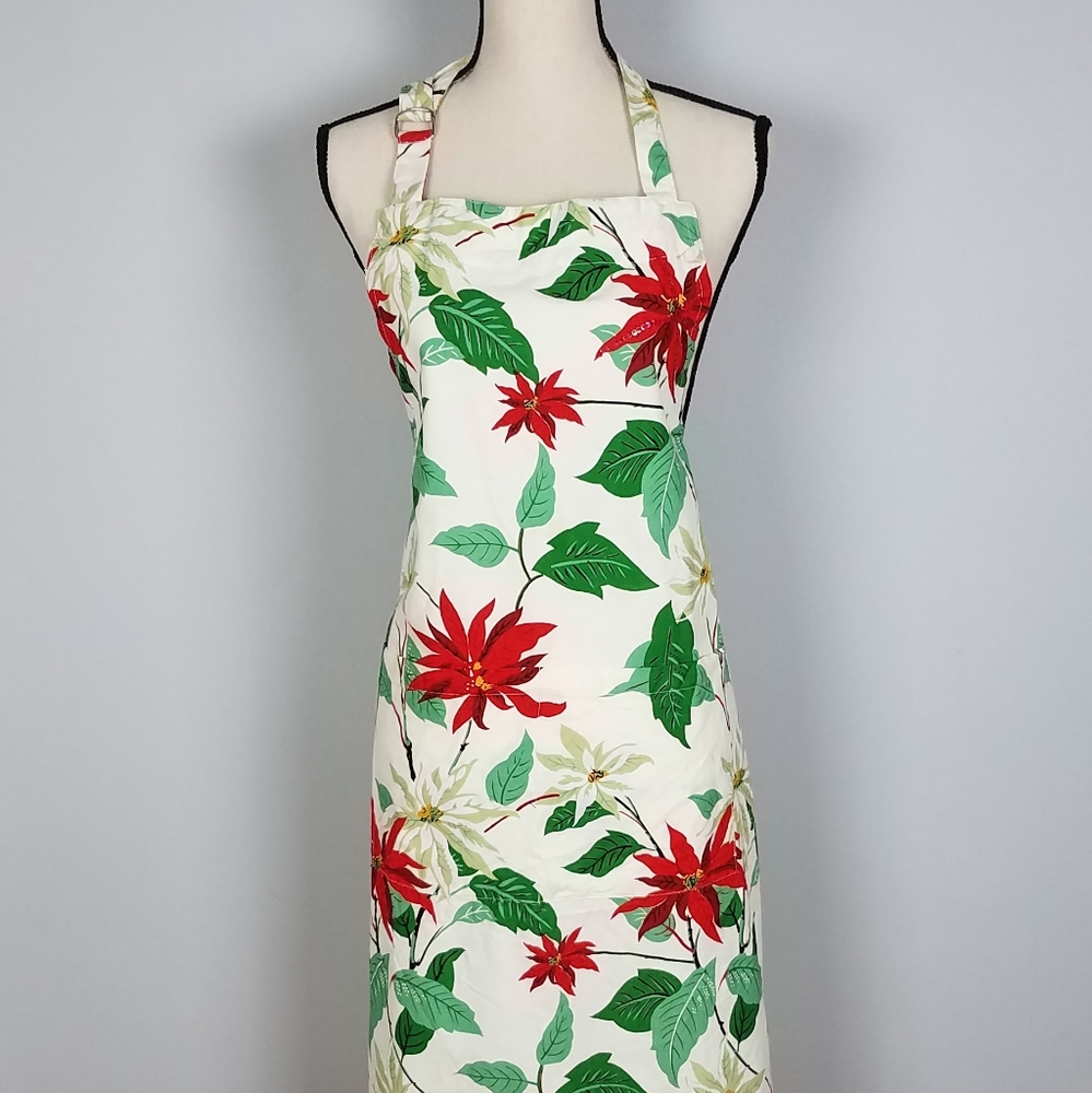 🌲Vintage Holiday Apron Poiensetta W/ Sequins
